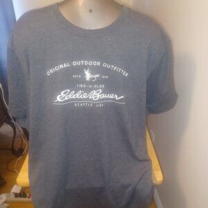 Men's Eddie Bauer Gray Graphic Tee Shirt Size XL